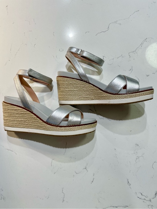 Cole Haan Shoes - Cole Haan Silver Wedge Espadrille Sandals with Ankle Strap